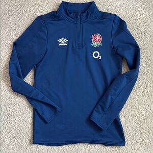 Umbro Blue Quarter-Zip Shirt kids England O2